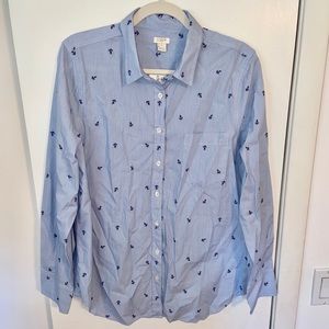 J CREW Women’s Anchor Button-Up Shirt Size L